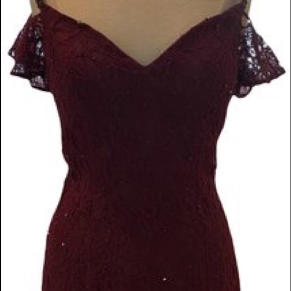 Lace Bridesmaids Dress with Beading and Cold Shoulder Neckline STYLE #21531 - Picture 11 of 11